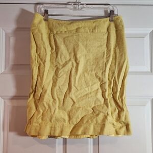 Chadwicks Yellow Lined Linen Blend Pencil Skirt Size 14P